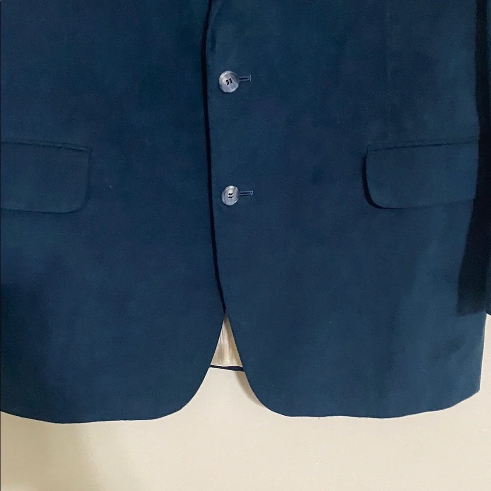 Vintage Men's Blue Blazer ultra suede 2 buttons event casual formal L pure suede